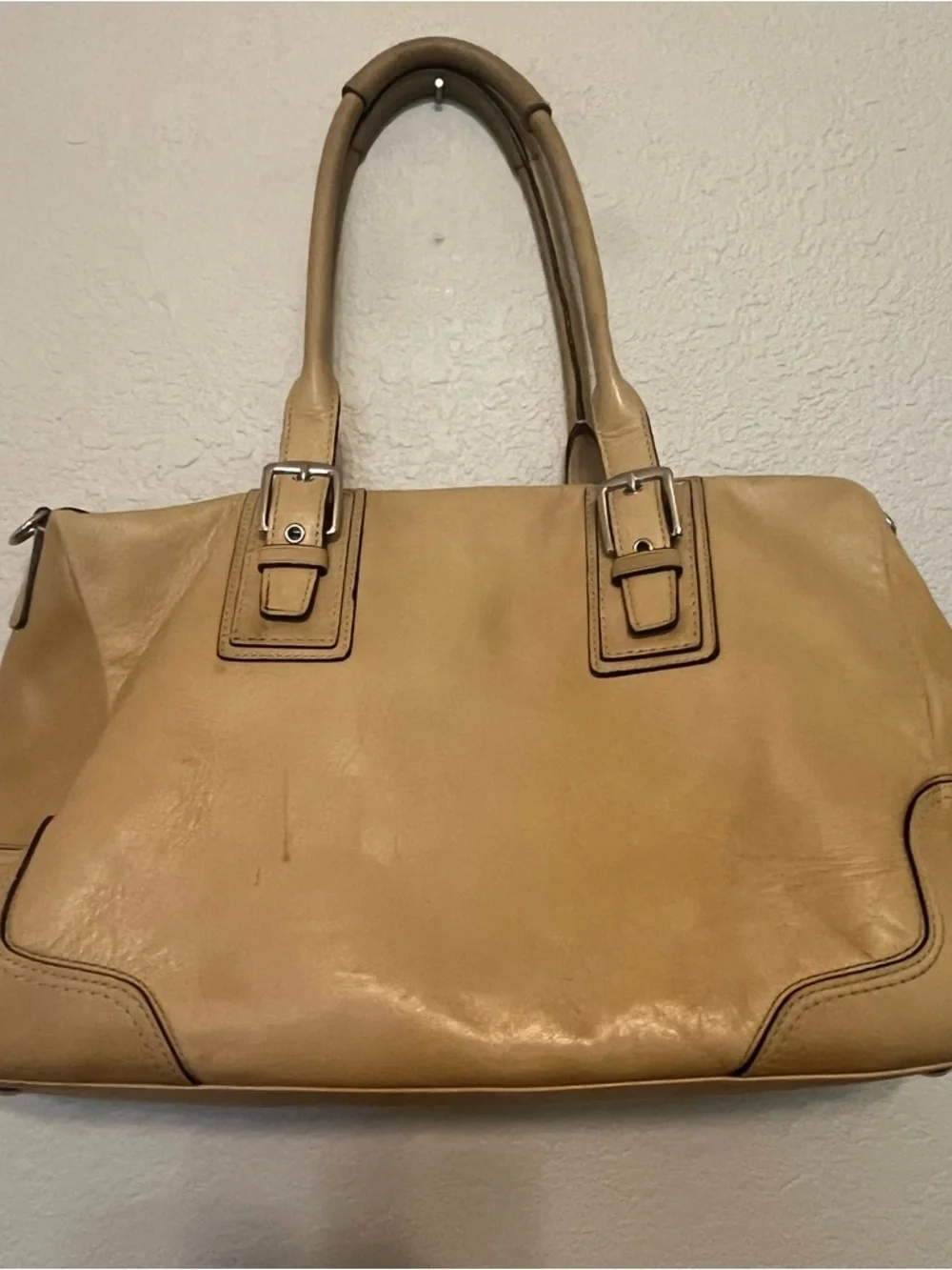 COACH Hamilton Soft Leather Satchel Purse Bag Tan Butter Yellow D1098-F13811